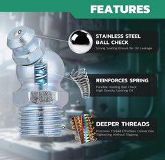 Grease Fittings Kit 100PCS 1/4-28 SAE Zerk Straight with Caps High-Performance