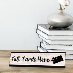 Signs ByLITA Gift Cards Here Graphic Black Frame, Desk Sign (2×8″)