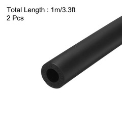 2pcs 3.3ft Pipe Insulation Tube 1/2 Inch(12mm) ID 22mm OD Foam Tubing Black