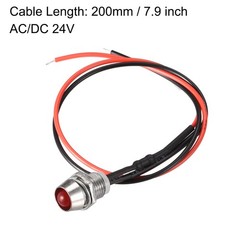 10 Pcs AC/DC 24V LED Indicator Light Car Boat Metal Shell 8mm Panel Mount