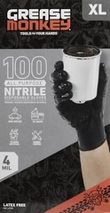 X Large Black Grease Monkey Disposable Nitrile Gloves Pack of 100