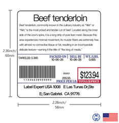 CAS LST-8020 Printing Scale Label, 58 x 60 mm, UPC/Ingredients x 12 Rolls Box