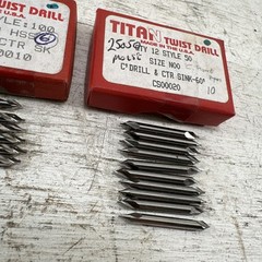 Lot Of 16 New Titan CS10010 CS00020 Size 0&00 Combination Drill Countersink