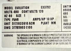 GE Evolution E9000 6″ MCC Starter Bucket Size 1 480V FVNR 10HP 120V-Cont 8-12Amp