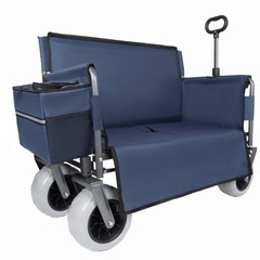500lbs Heavy Duty 3-in-1 Folding Wagon Cart with Bench Seat & All-Terrain Wheels