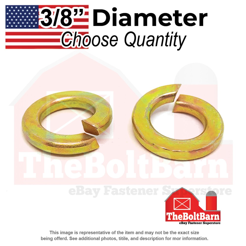 3/8″ Grade 8 Split Lock Washers Zinc Yellow USA Made (Pick Quantity)