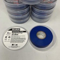 10 Rolls 3M 35 Scotch Vinyl Electrical Color Coding Tape, 3/4 in x 66 ft, Blue