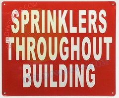 SPRINKLER THROUGHOUT BUILDING SIGN (10X12, RED, ALUMINUM) -REF24-1027