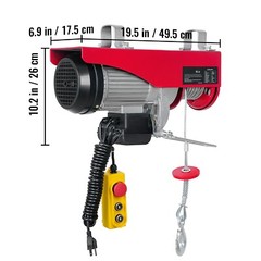 Electric Hoist 2200lbs Crane Winch with Wired Remote Control 1600W 110V