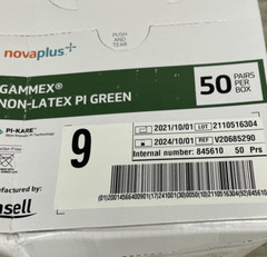 Gammex NovaPlus Non-Latex PI Green Surgical Glove, 50 Pair Box Size 9 *See Date*