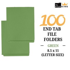 End Tab Green File Folder – Letter Size | Box of 100 | Full Side Folder for C…