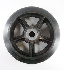 10″ x 2-1/2″ Rubber on Cast Iron Wheel with Bearing – 1 EA