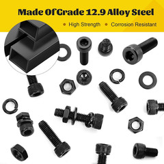 174PCS M6 Screws with Nuts Assortment Kit – M6X8/10/12/16/20/25/30/35 Mm Hex Soc