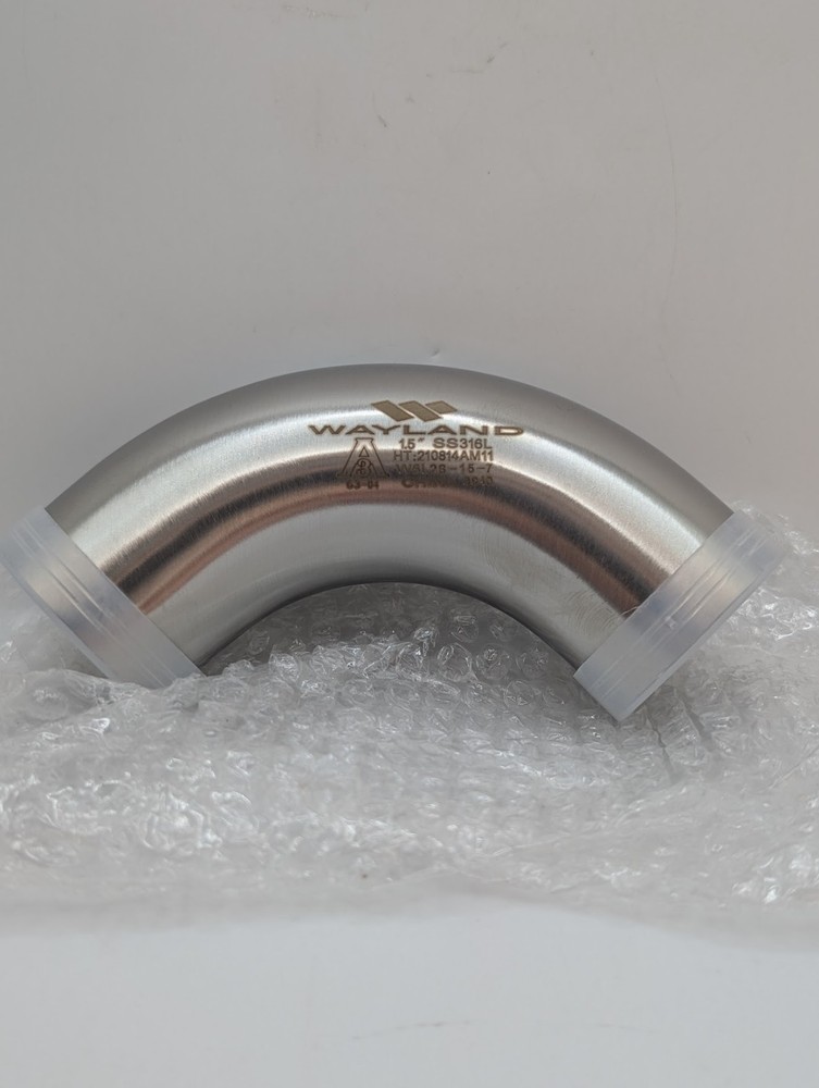 W6L2S-15-7 90 deg Long Weld Elbow With Tangent, 1-1/2 in Tube OD S.S. 316 Polish