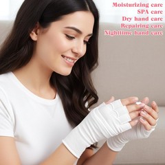 6 Pairs Eczema Gloves White Fingerless Gloves Cotton Glove for Dry Hands Slee…