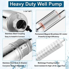 Manual Hand Water Pitcher Pump 33Ft Lift Stainless Steel Hand Well Pump Suction