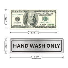 2 PACK Hand Wash Only Sign Self-adhesive Waterproof Aluminum Metal Signs for …