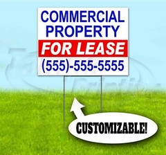 COMMERCIAL PROPERTY FOR LEASE CUSTOM 18×24 Yard Sign WITH STAKE Bandit REALTY