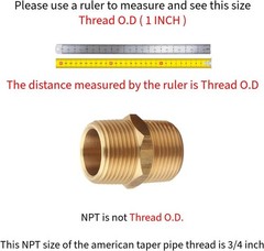 3/4 Inch NPT Brass Nipple Male Pipe Fitting Adapter, 2 Piece