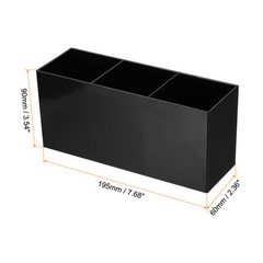 3 Compartments Clear Acrylic Pen Holder Pencil Holder Organizer Cup, Black
