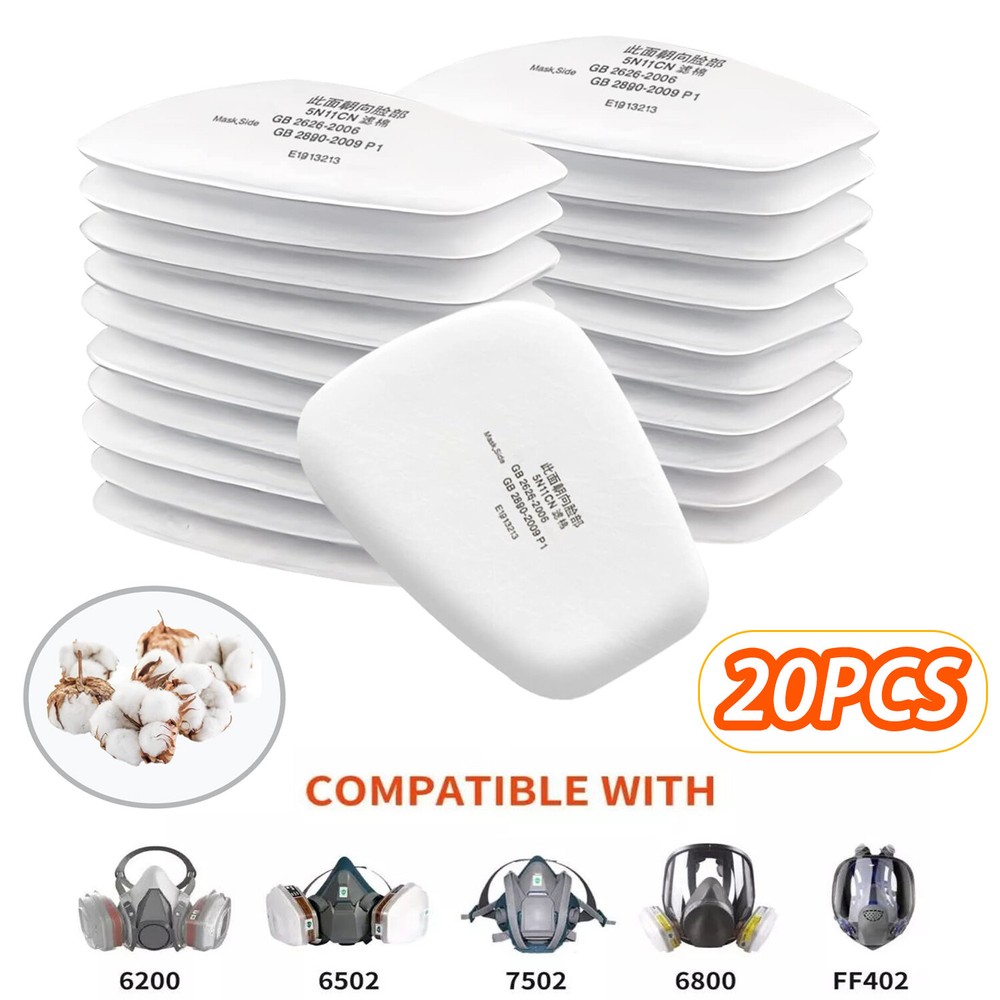 20PCS 5N11 N95 Cotton Filters Replacement for 6200 6502 6800 7502 Face Mask US
