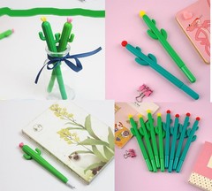 12pcs Cactus Shape Gel Ink Writing Pens 0.5 mm Black Ink Fun Kawaii Pens Bulk…