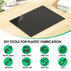 Plastic Sheet 1/16 Inch Thick – 16″ X 12″, 2 Pack Black Plastic Sheet Rigid