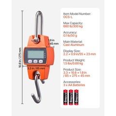Uimoso Digital Crane Scale 660 lbs/300 kg Portable Hanging Scale Orange