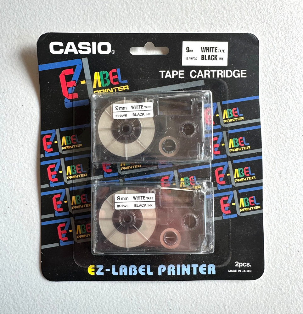 Casio EZ Label Tape Cartridge 9mm Black on White Label Maker Tape Genuine NEW