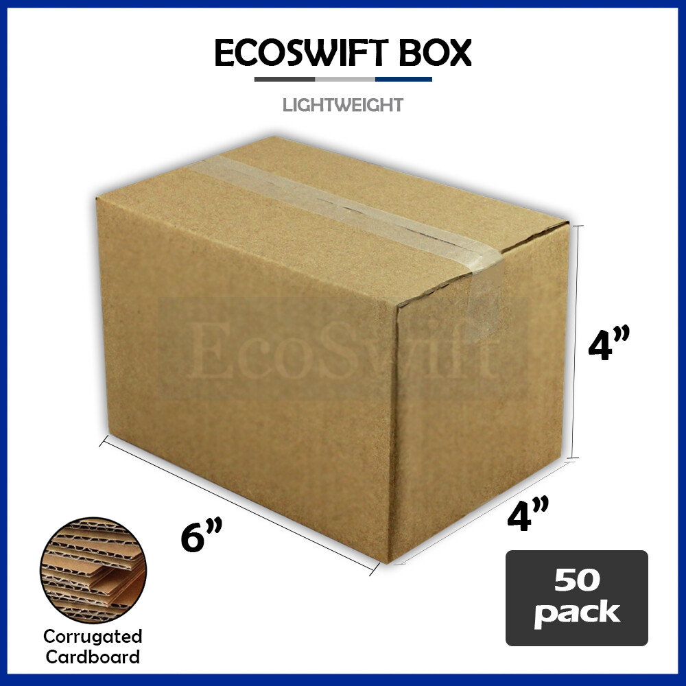 50 6x4x4 EcoSwift Cardboard Packing Moving Shipping Boxes Corrugated Box Cartons
