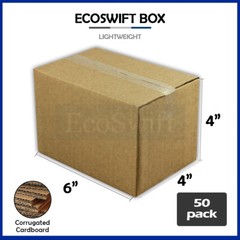 50 6x4x4 EcoSwift Cardboard Packing Moving Shipping Boxes Corrugated Box Cartons