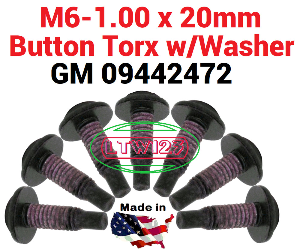 (5Pcs) M6-1.00 x 20mm Button Screw , torx, Thread Seal.GM 09442472