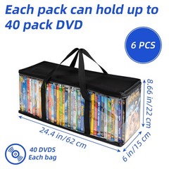DVD Storage Bags 6 Pack DVD Storage Holder Case Clear PVC Media Holder with Hand