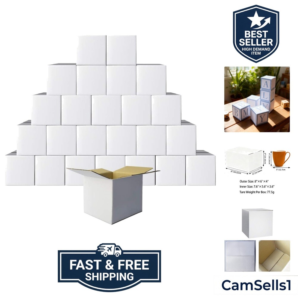 Shipping Boxes 6x6x6 Corrugated Cardboard Boxes Small Mailing Box, 25 Pack