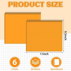 6 Packs 9.5″ x 11″ Landscape Note Pads College Ruled Notebooks Perforated Not…