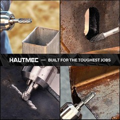 HAUTMEC Tungsten Carbide Rotary Burr Bit Shank Diameter – 1/4in(6mm), Silver