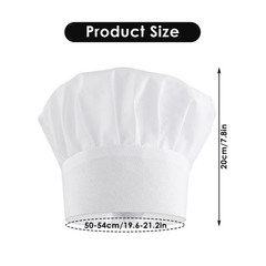 White Chef Hat Adjustable Elastic Kitchen Cooking Cap for Kids Adults