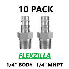 10 FLEXZILLA PRO HIGH FLOW AIR HOSE FITTING PLUGS 1/4″ BODY 1/4″ MNPT A53440FZ-X