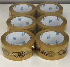 6 Rolls Official eBay Brand Logo Yellow Packing Packaging Tape Shipping 2″ X 75”