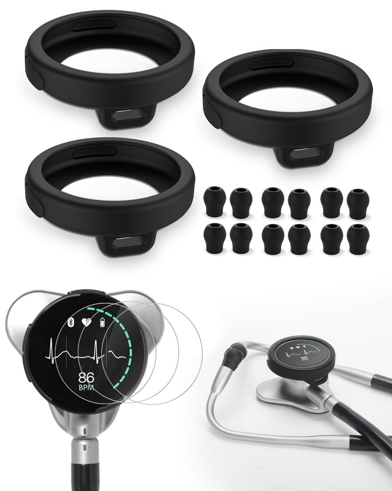 Protection Kit for Eko Core 500 Digital Stethoscope, 3 Tempered Glass black