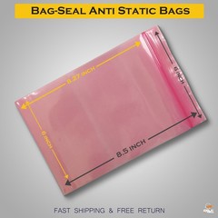 100 x Pink Anti Static Shielding Bags 6″ x 8.5″ Zip Reclosable Seal 4Mil