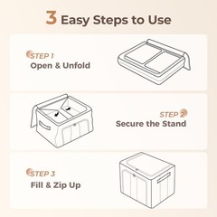 3Pack 40L Clothes Storage Bins with Metal Frame, Foldable Oxford Fabric Close…