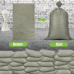 10 green heavy-duty woven sandbags, 16 x 24 in, for flood control/transportation