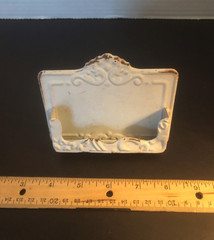 Shabby Chic Metal Business Card Holder Vintage Scroll Design Ivory Off-White