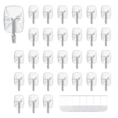 30 Small Hooks+40 Removable Strips, Clear Wire Utility Hooks with Adhesive