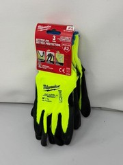 Milwaukee High Visibility Cut Level 2 Polyurethane Gloves Green 3 Pairs XL and L