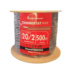 500ft Brown Alarm Cable CL2 20AWG 20/2 Solid CCA Wire Thermostat, Burglar System