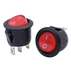 5 PCS AC110/120V Round Rocker Switch Red Light SPST 3 Pin 250V 6A MXU15101NR