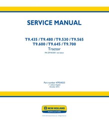 New Holland T9.435, T9.480, T9.530, T9.565,T9.600/645/700 Tractor Service Manual