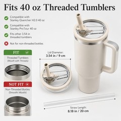 2 Pack 40oz LeakProof Tumbler Flip Straw StanleyLid Replacement White